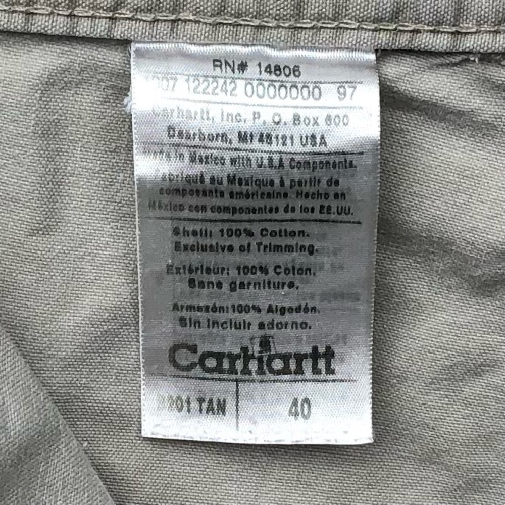 Carhartt Shorts Double Knee Carpenter Style 7” inseam Lt Tan VTG Mens Size 40 - Picture 6 of 16